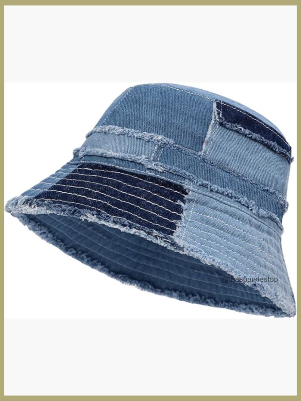 Distressed Denim Bucket Hat Packable Sun Protection Travel Cap